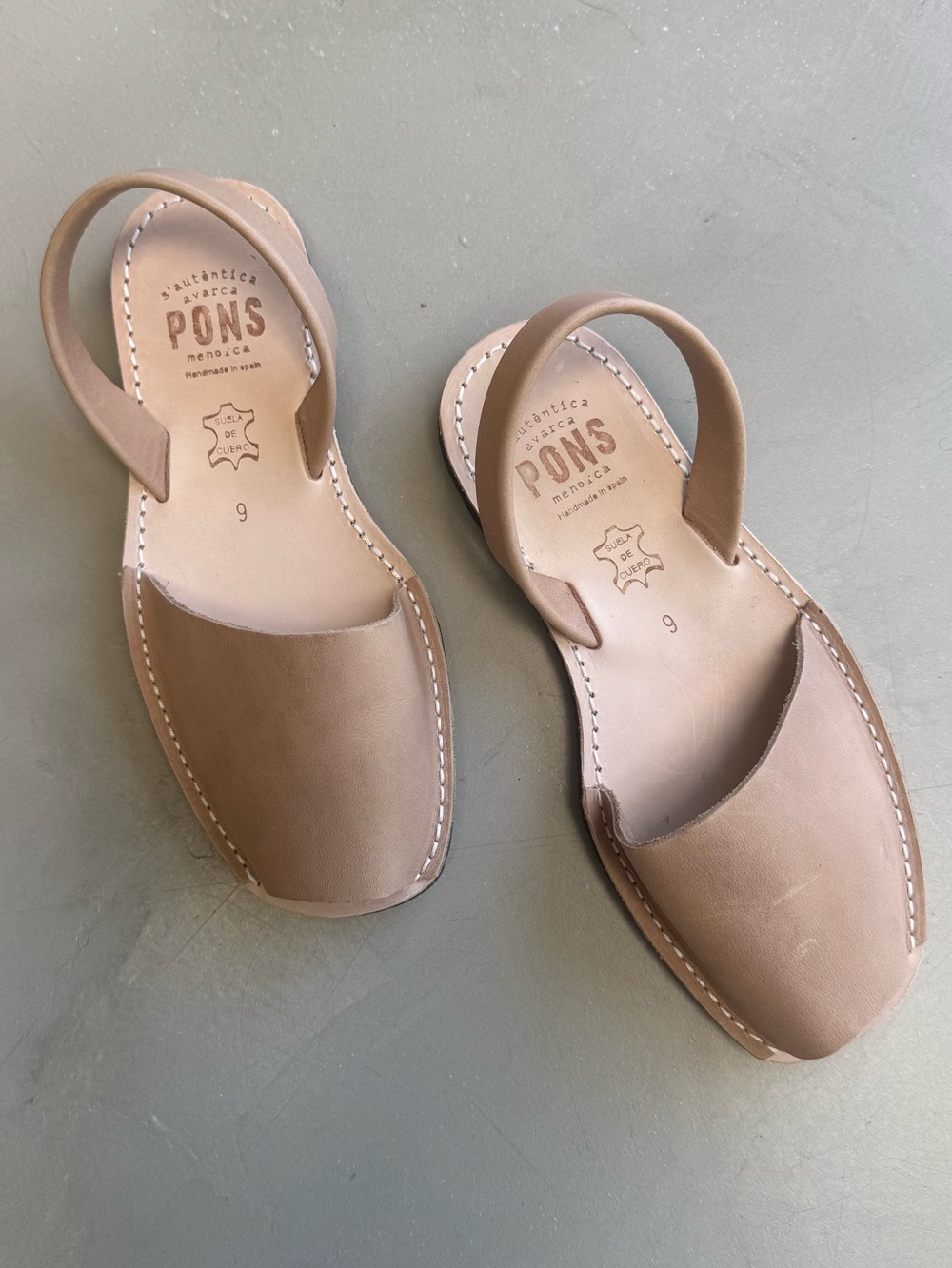 New PONS handmade in Spain Leather Women's Sandals in Tan size 9